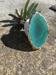 Green Agate pop socket (popsocket) for use with iphone, androids, ipads, smartphones and other small tecnical devices. Used for easy grip of electronics as well as a beautiful phone accessory. It is an attachment that easily tapes onto the back of the device and pops in and out as needed for use. These agate slices are natural and pure agate stones imported from Brazil of the highest quality and beautifylly gold dipped on the rim.