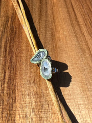 Druzy earrings with visible crystalized formations in naturally shaped variations of size, shape and color and 925 sterling silver stud backing.