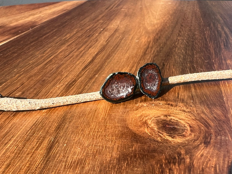 Druzy earrings with visible crystalized formations in naturally shaped variations of size, shape and color and 925 sterling silver stud backing.Druzy earrings with visible crystalized formations in naturally shaped variations of size, shape and color and 925 sterling silver stud backing.