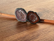 Druzy earrings with visible crystalized formations in naturally shaped variations of size, shape and color and 925 sterling silver stud backing.