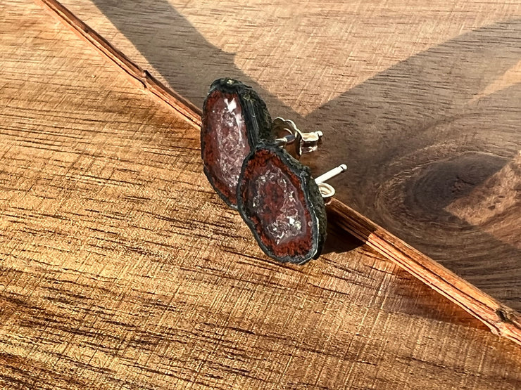 Silver Stud Druzy Earrings