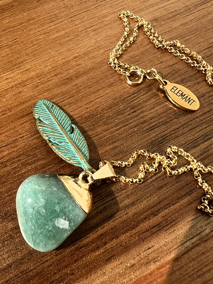 Amazonite Necklace with leaf on a 16inch gold filled chain. Amazonite stands for peace and tranquility as well as courage and truth.